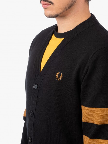 Fred Perry Tipped Sleeve Cardigan - K2565 102 | Fuxia