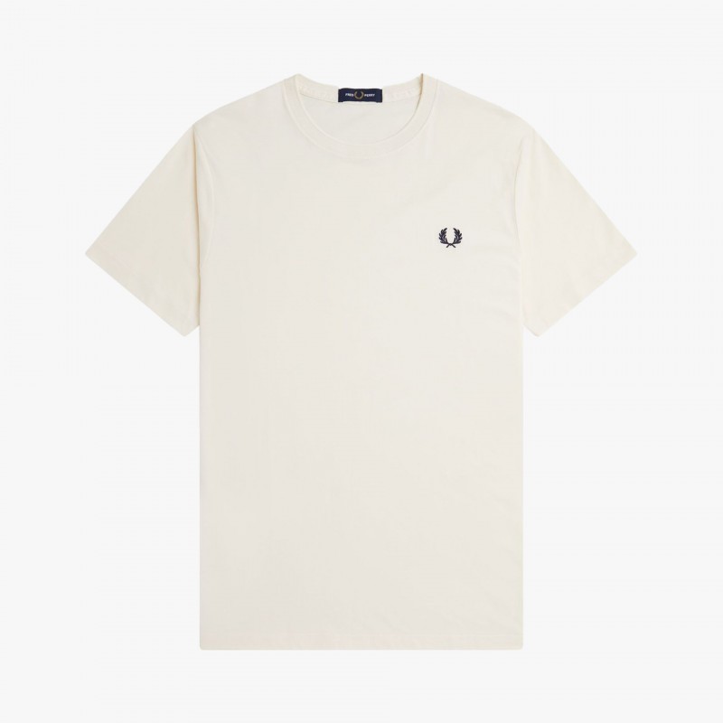 Tシャツ・カットソー FRED PERRY SS25 (FP M1600 53 560) Crew Neck T-Shirt - Ecru | Men's T-Shirts | Designer T