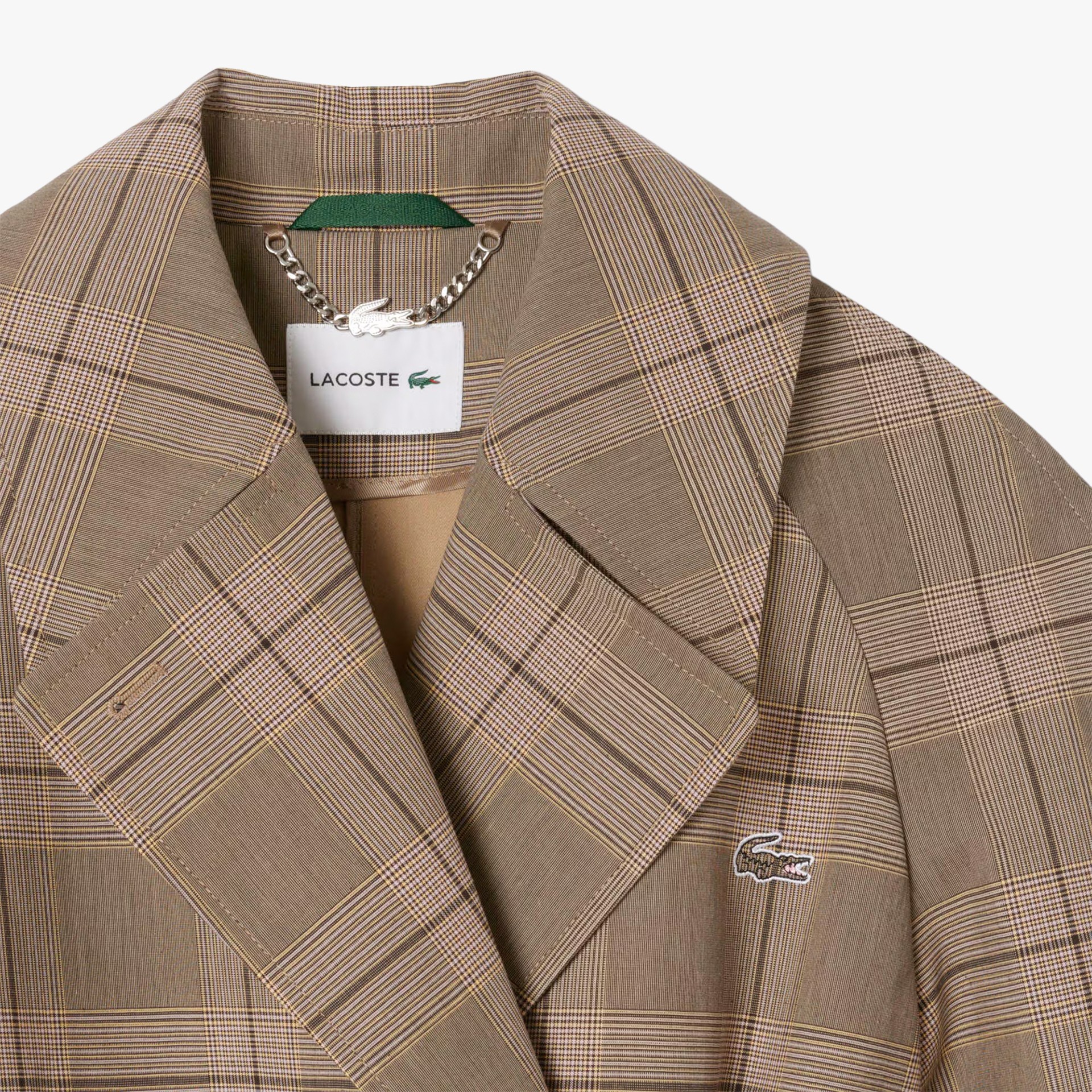 Lacoste Water-Repellent Plaid Wrap Coat