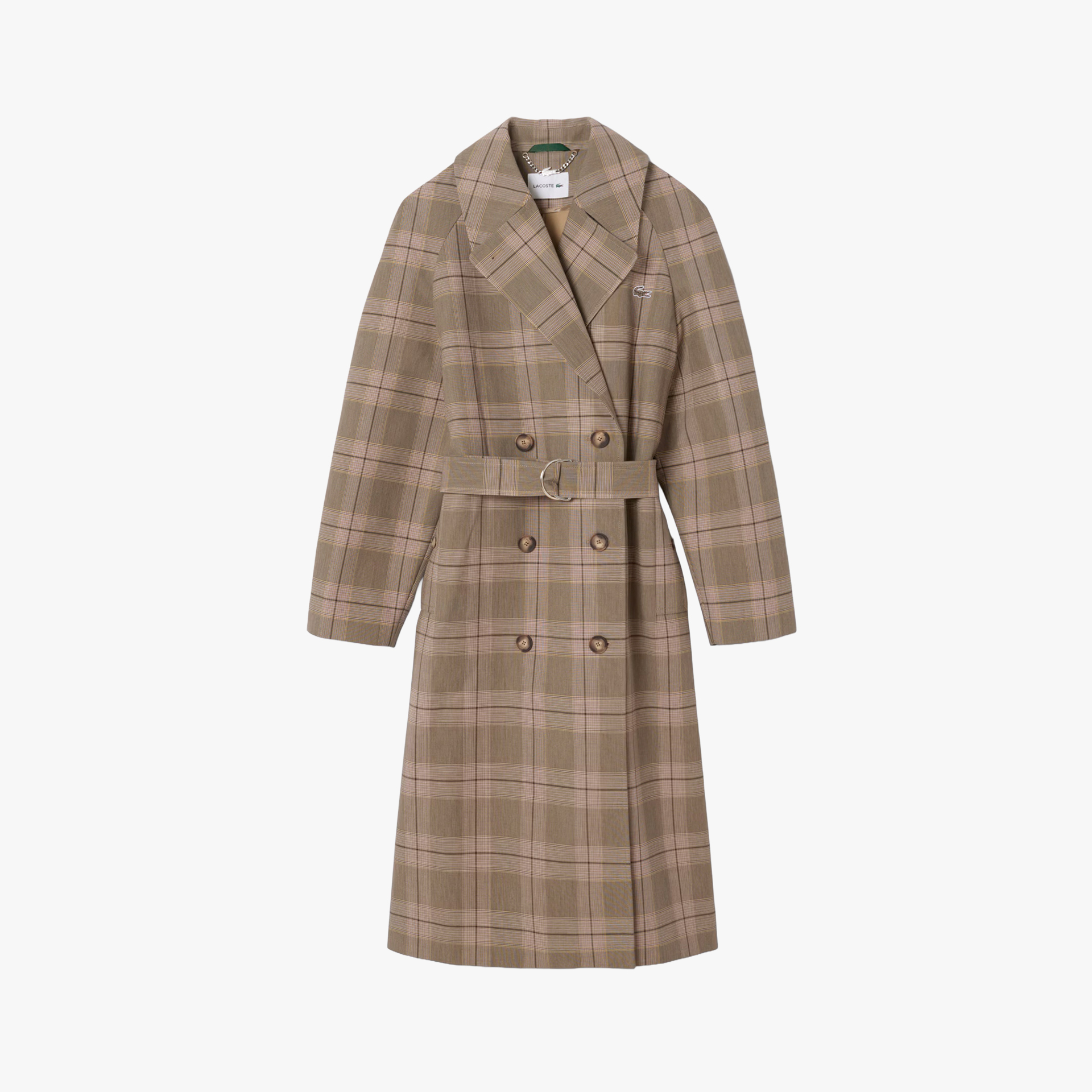 Lacoste Water-Repellent Plaid Wrap Coat