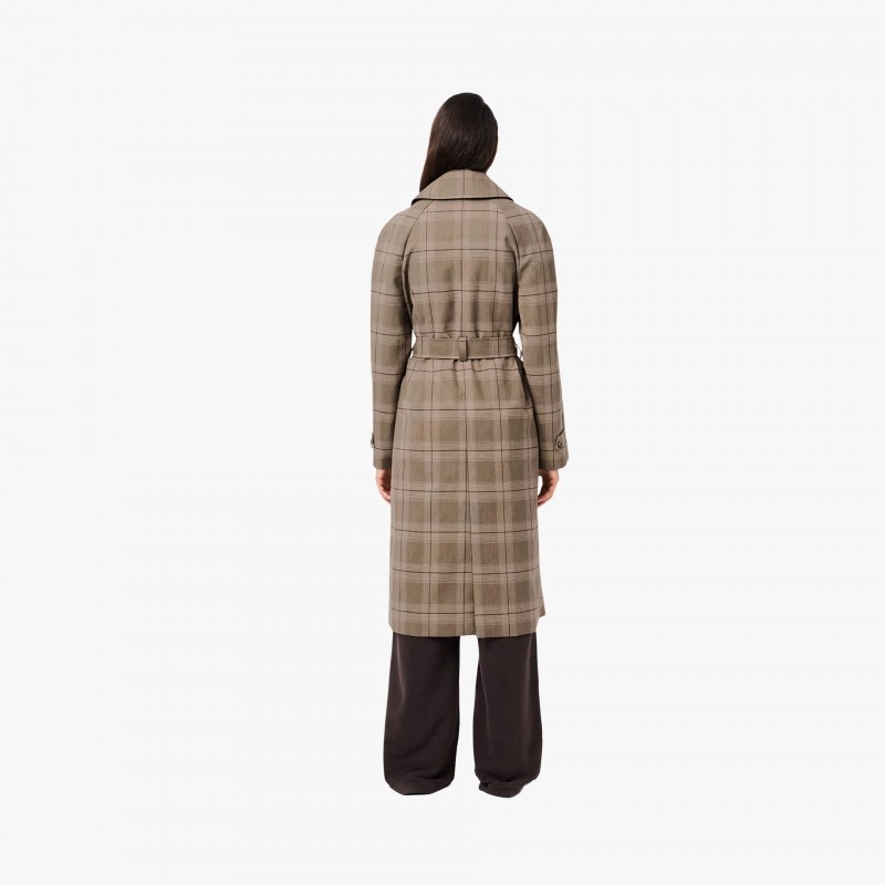 Lacoste Water-Repellent Plaid Wrap Coat - BF5330 AIM - Fuxia, Urban Tribes United