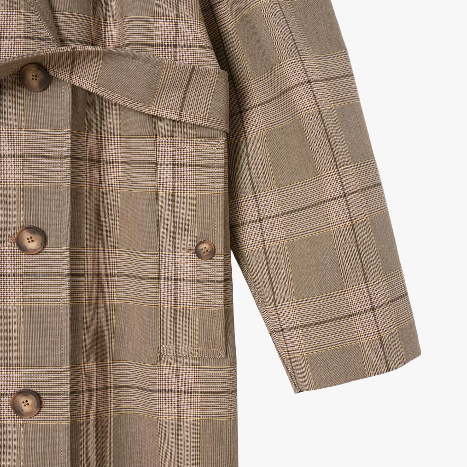 Lacoste Water-Repellent Plaid Wrap Coat