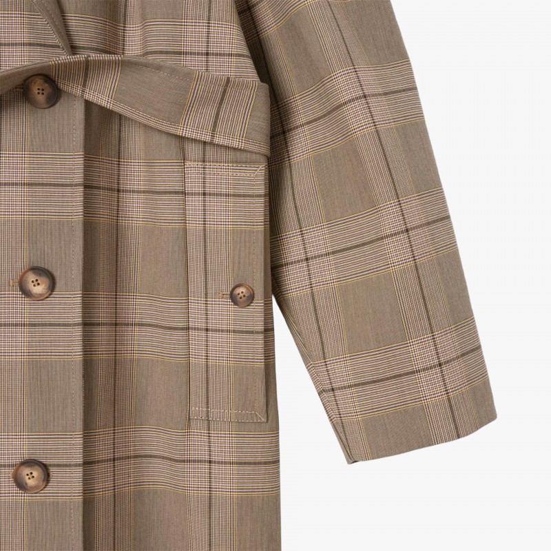 Lacoste Water-Repellent Plaid Wrap Coat - BF5330 AIM - Fuxia, Urban Tribes United