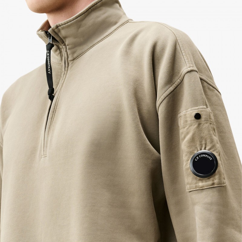 C.P. Company Hoodie Brushed and Emerized Half Zip - 21CMSS020A 006372M 356 - Fuxia, Urban Tribes United