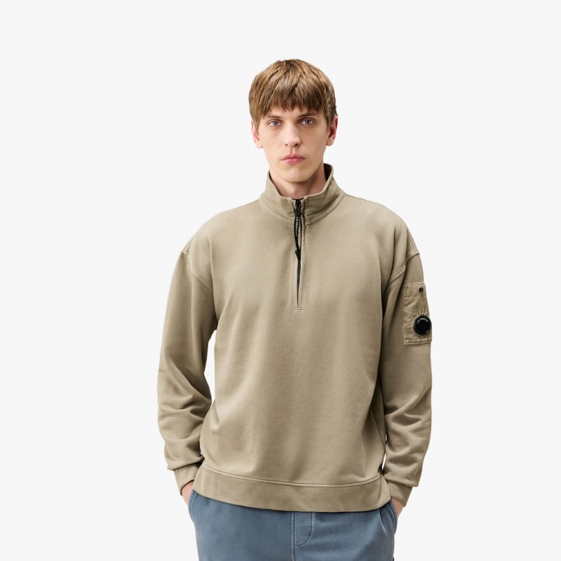 C.P. Company Hoodie Brushed and Emerized Half Zip - 21CMSS020A 006372M 356 - Fuxia, Urban Tribes United