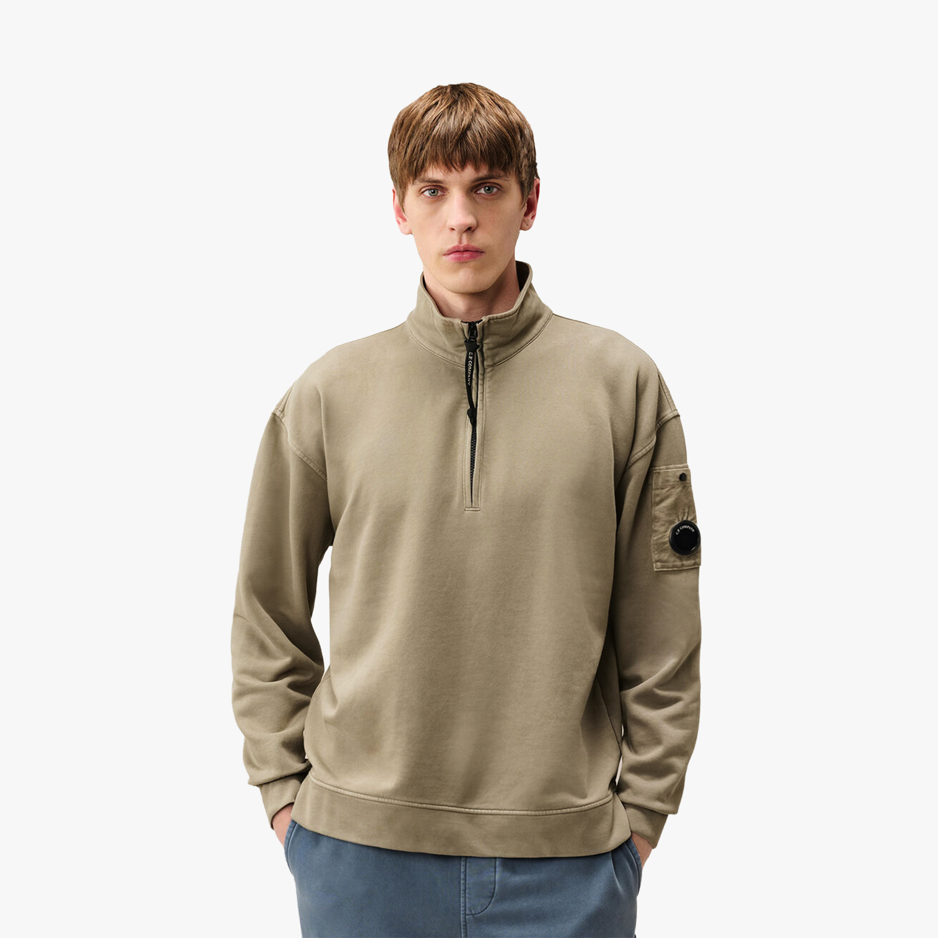 C.P. Company Brushed and Emerized Diagonal Fleece Mixed Boxy