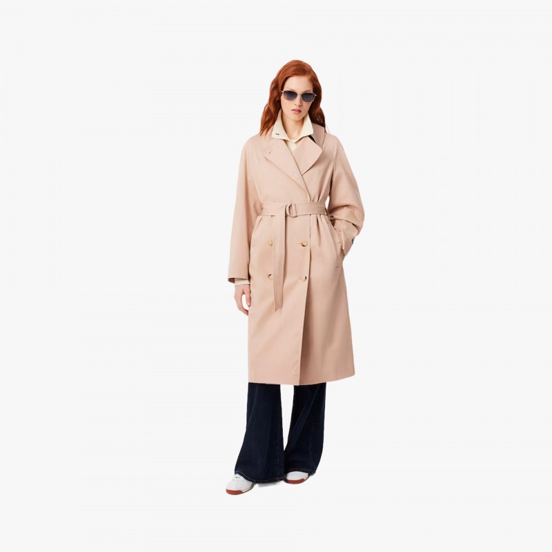 Lacoste Belted Cotton Trench Coat - BF9785 X6F - Fuxia, Urban Tribes United