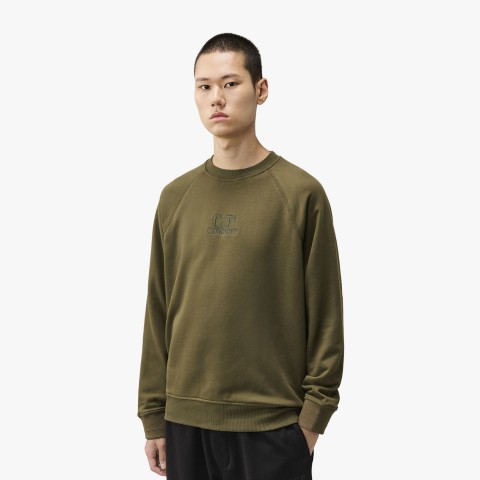 C.P. Company Diagonal Raised Fleece Crewneck Logo Sweatshirt C.P. Company Diagonal Raised Fleece Crewneck Logo Sweatshirt