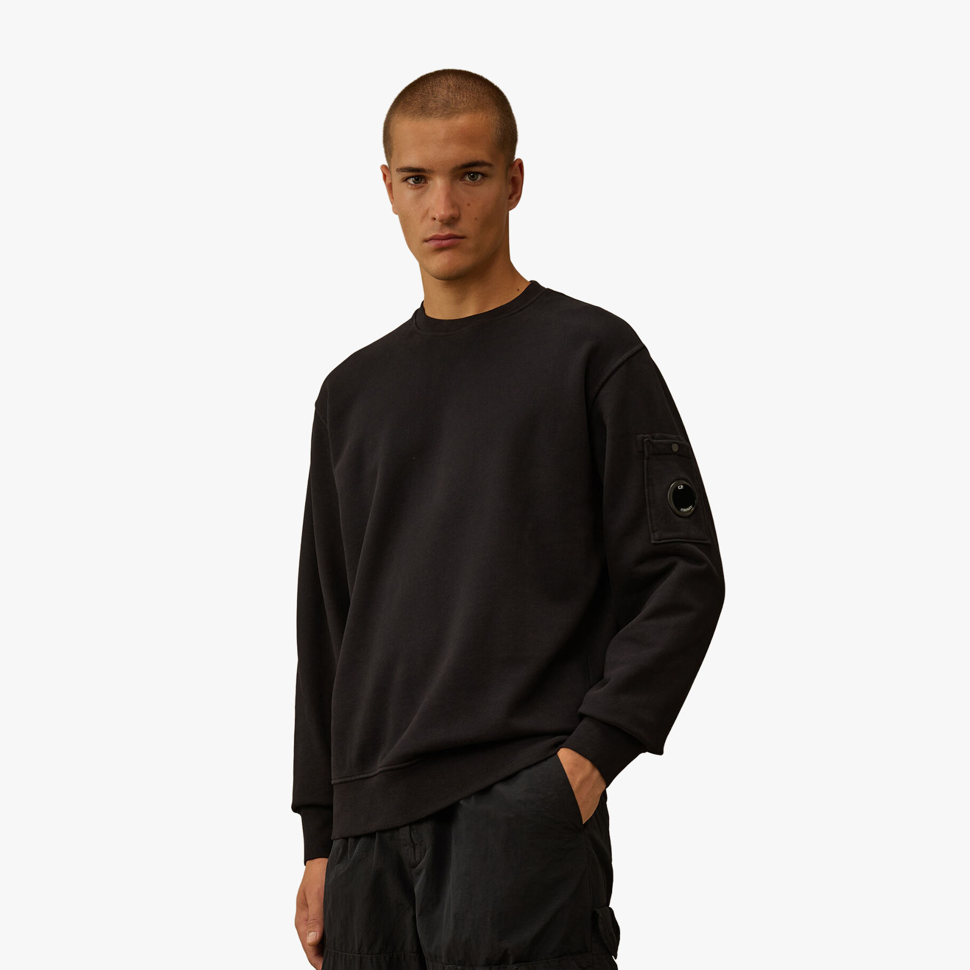 C.P. Company Brushed and Emerized Diagonal Fleece Lens Sweat