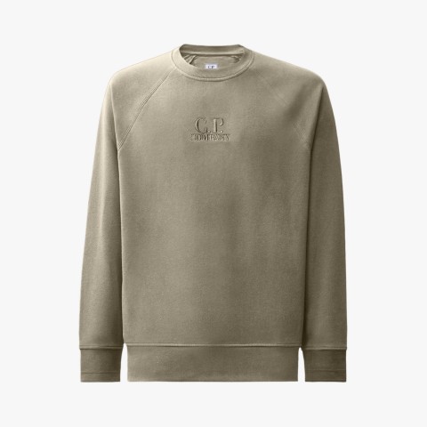 C.P. Company Diagonal Raised Fleece Crewneck Logo Sweatshirt C.P. Company Diagonal Raised Fleece Crewneck Logo Sweatshirt