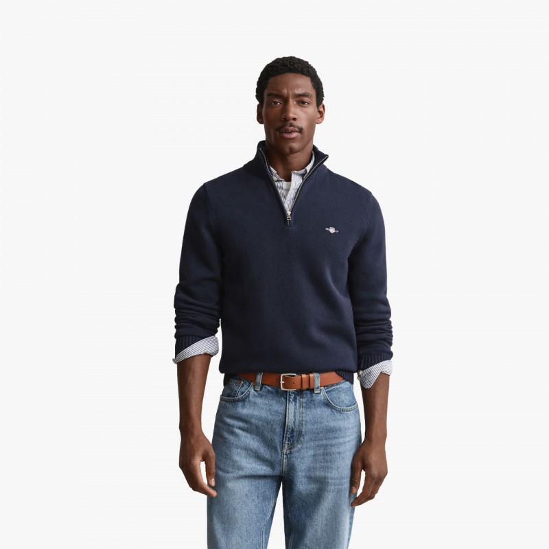 Gant Cotton Knit Half-Zip - 8030170 284 - Fuxia, Urban Tribes United